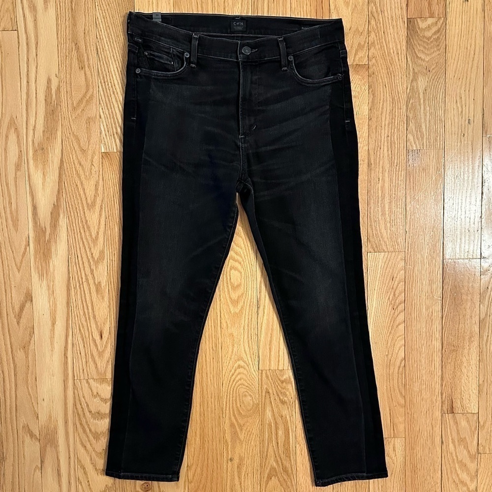 Citizens of Humanity Rocket Crop High Rise Skinny Black Denim Jeans 32”